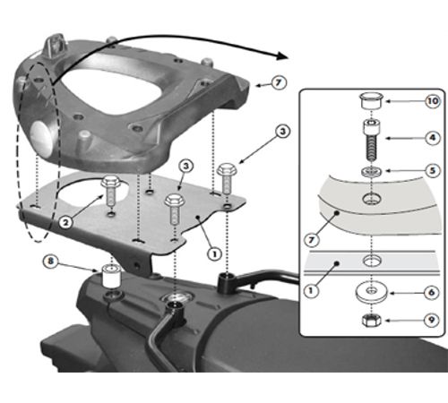 Base Específica Monolock E194M BMW F800GS 2008 até 2011 Givi