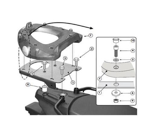 Base Específica Monolock SR3101M DL650 V-STROM 11-16 - Givi - Base Específica Monolock SR3101M DL650 2012 em Diante para Baú - Givi