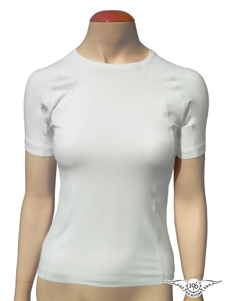 Blusa Segunda Pele High-Bio Manga Curta Feminina - Branca - 100% Go Ahead