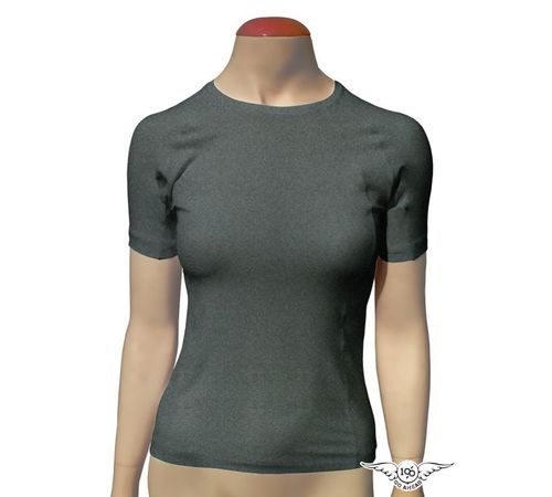 Blusa Segunda Pele High-Bio Manga Curta Feminina - Cinza - 100% Go Ahead