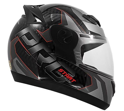 Capacete Tork 788 G7 Start Preto Vermelho 56