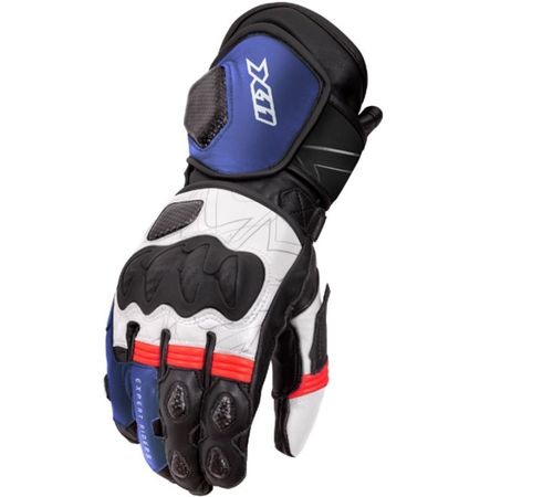 Luva X11 Racer 2 Couro Azul Vermelho Branco
