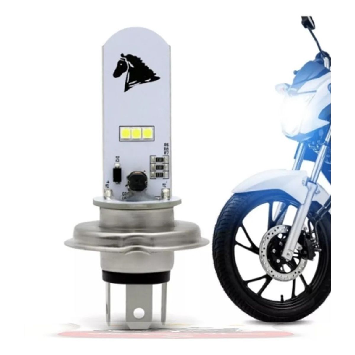 Lâmpada H4 35x35 Super Led Branca Universal 8000K Stallion MOTO BR
