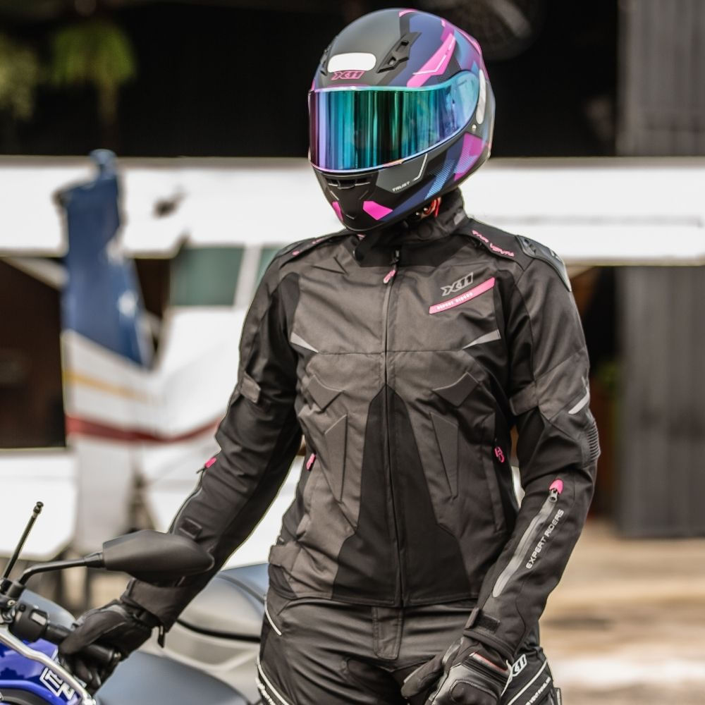 Jaqueta X11 Evo4 Feminina Preto Rosa - MOTO BR