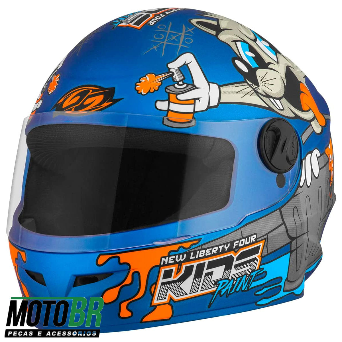 Capacete Pro Tork Infantil Four Paint Fosco Azul - MOTO BR