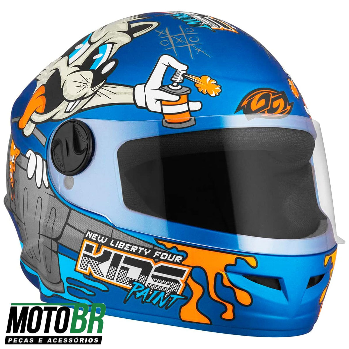 Capacete Pro Tork Infantil Four Paint Fosco Azul - MOTO BR