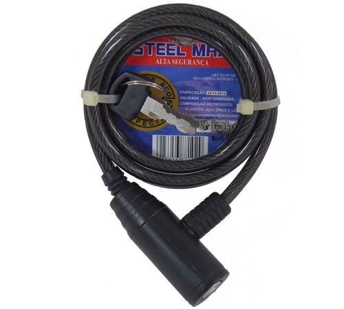 Cadeado Anti Furto Trava Corrente Aspiral 1,2 metros Bicicleta Bike Grafite