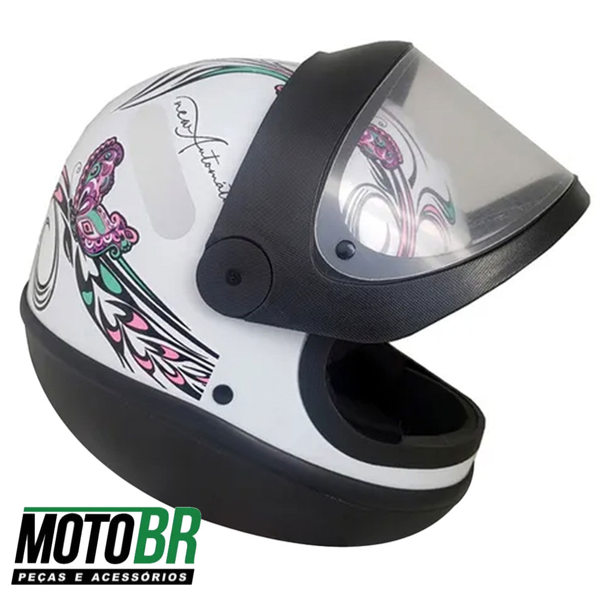 Capacete Ebf Automatico Borboleta Branco Moto Br