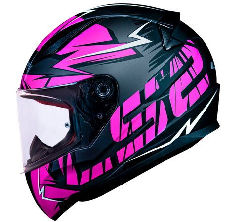 Capacete LS2 FF353 Rapid Cromo Fosco Preto Pink