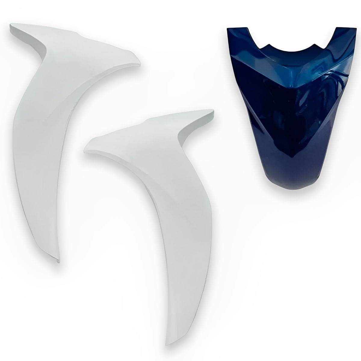 Bico Frontal Completo Biz 125 2022 Branco e Azul 3 Peças