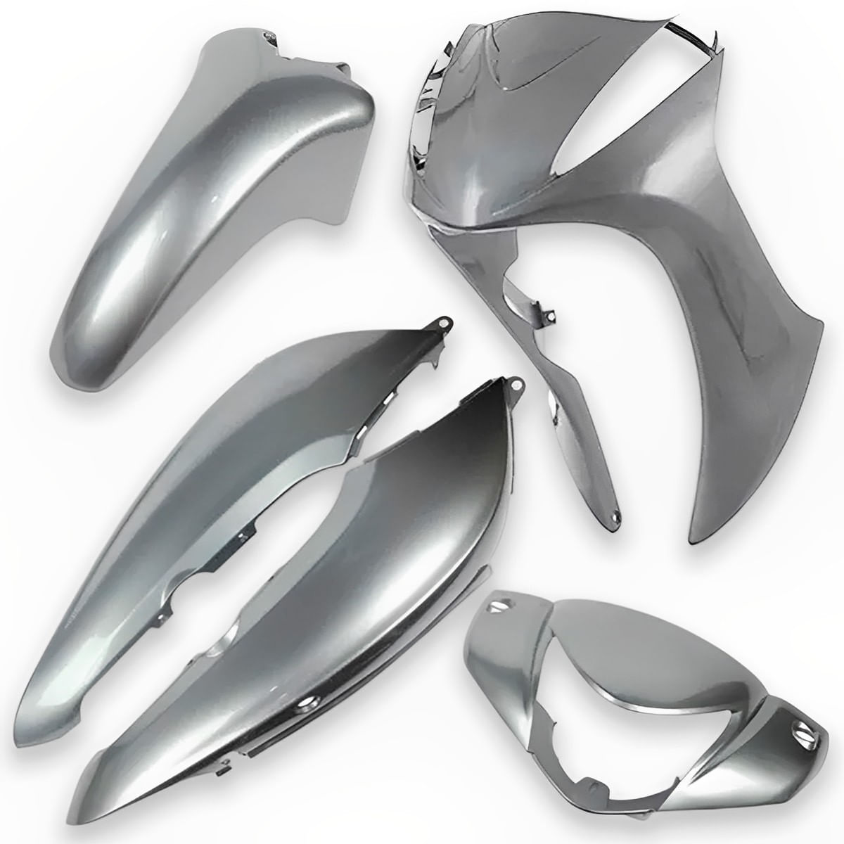 Kit Carenagem Completo Biz 125 2012 Prata Ibiúna - Pro Tork