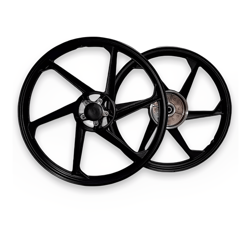 Roda Liga Leve Biz 125 ES 2006 Biz 100 2012 Freio Disco 06 Pontas Preto - Shield - Roda Liga Leve Biz 125 ES 2006 Biz 100 2012 Disco 6P Preto