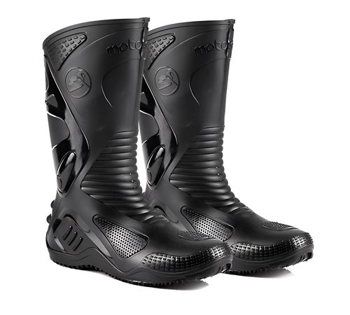 Bota Chuva Impermeável Preta Sola Preta - Motosafe