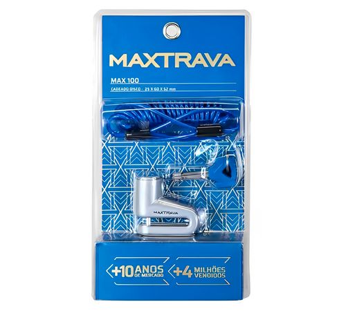 Trava de Disco com Cabo Lembrete/Bolsa Max100 - Max Trava