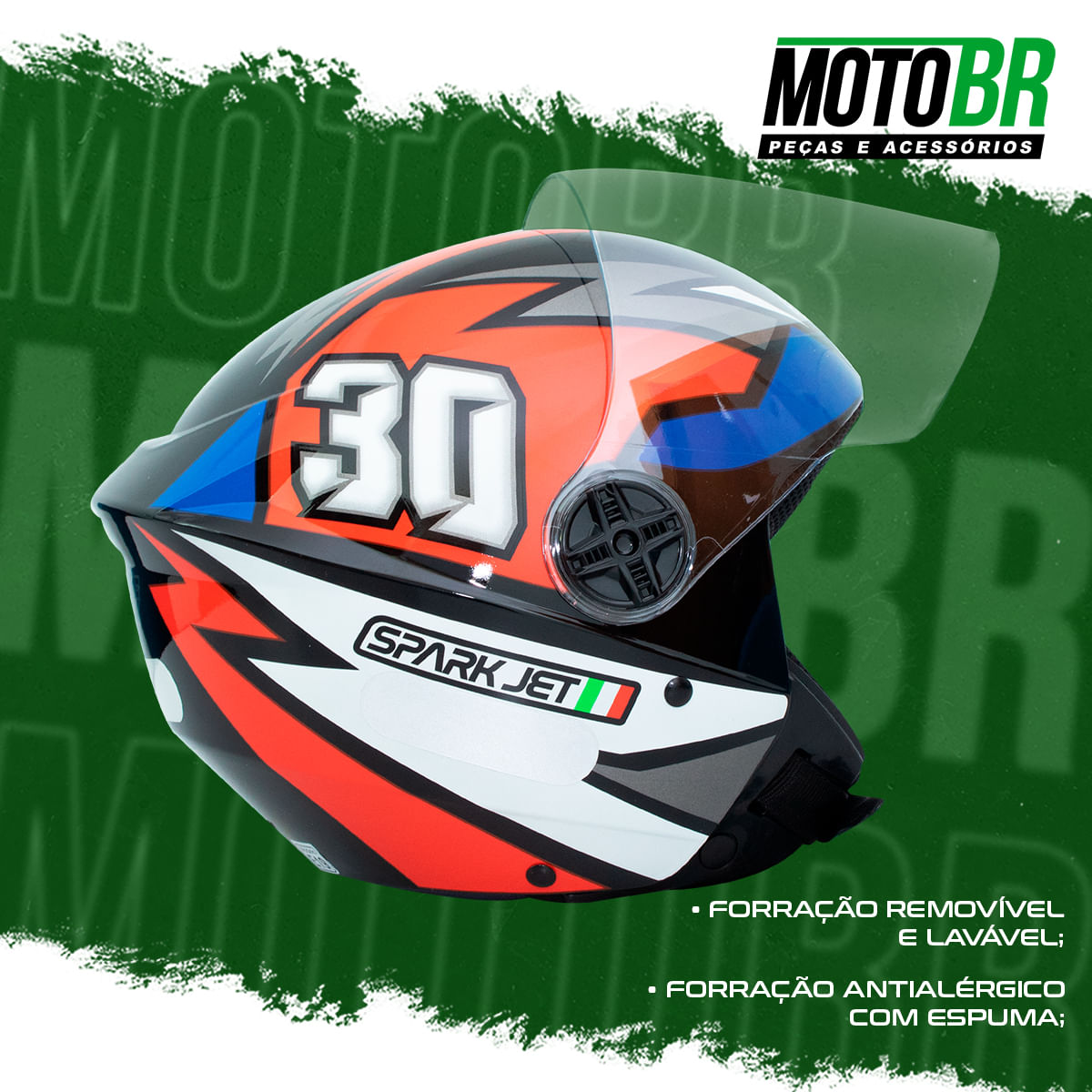 Capacete Ebf Spark Jet 30 Preto Branco Moto Br