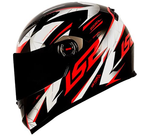 Capacete LS2 FF358 Draze Preto Branco Vermelho
