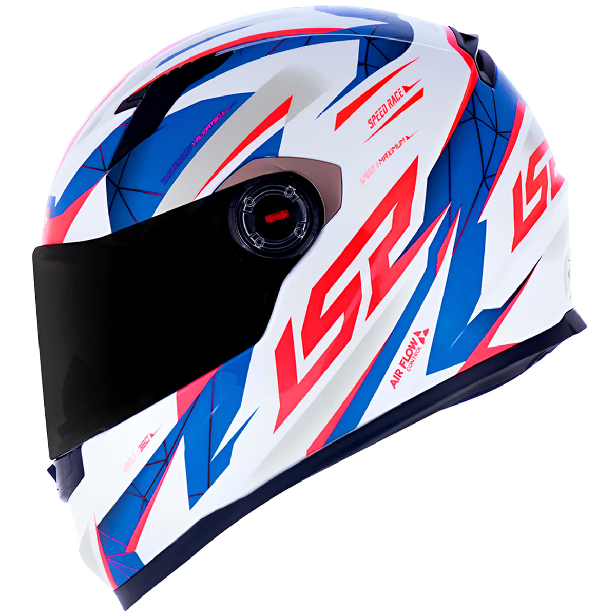 Capacete Original LS2 FF358 Draze Branco Azul Vermelho