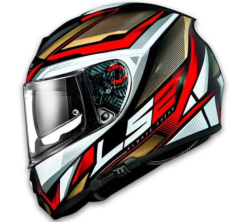 Capacete LS2 FF397 Vector Rider Prata Dourado Vermelho