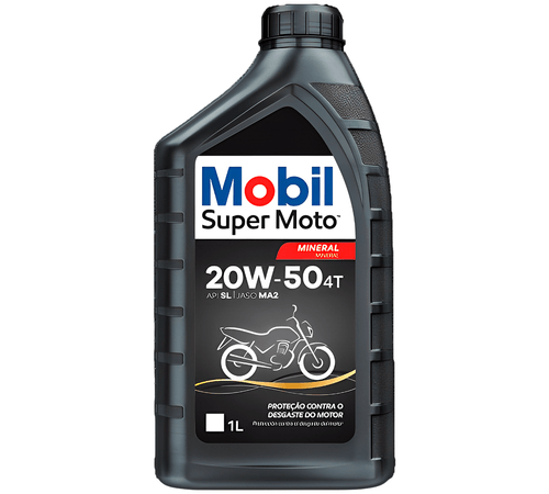 Óleo Mobil Super Moto 4T 20W50 Mineral Preto 1 Litro - Óleo Mobil Super Moto 4T 20W50 Mineral Preto 1Lt
