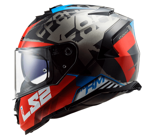 Capacete LS2 FF800 Storm Splinter Preto Vermelho Titanium