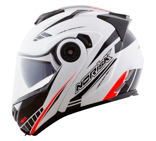 Capacete Norisk Route FF345 Motion Branco Preto Vermelho