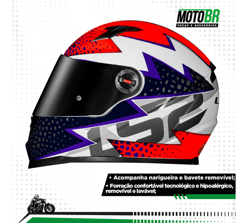 Capacete LS2 FF358 Speedy Branco Roxo Laranja