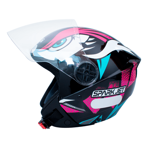 Capacete EBF Spark Jet Dragon Preto Rosa