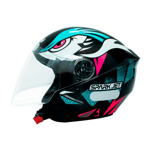 Capacete EBF Spark Jet Dragon Preto Tiffany