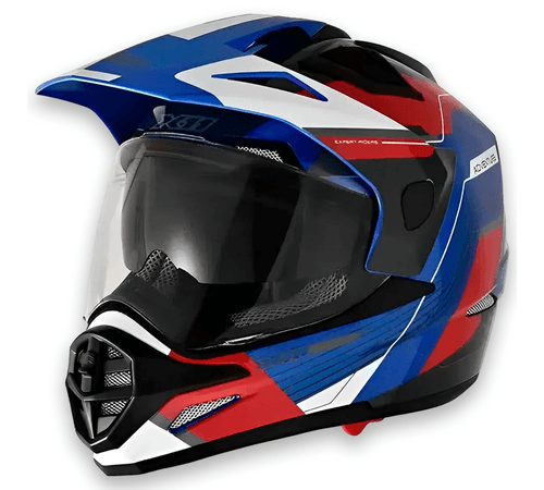 Capacete X11 Crossover Adventure Azul Vermelho Branco