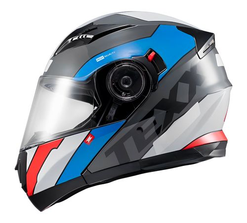 Capacete Texx Gladiator V3 Reisen Azul Vermelho Branco