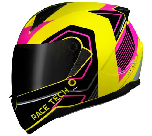 Capacete Fechado Race Tech Sector Exilio Amarelo Rosa Preto