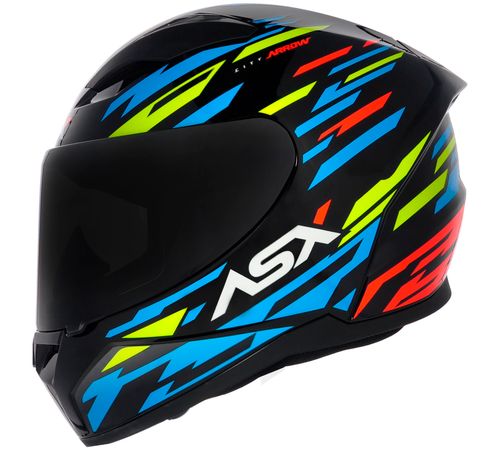 Capacete ASX City Arrow Preto Azul Amarelo