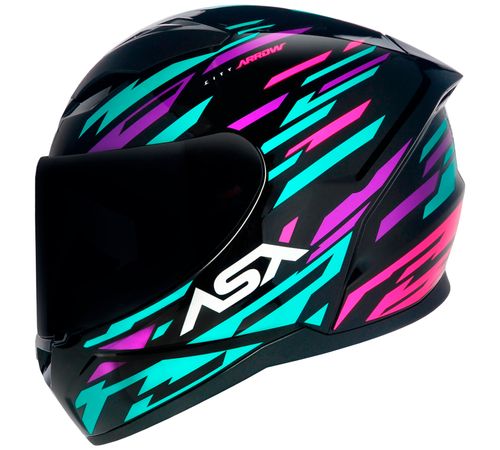 Capacete ASX City Arrow Preto Tiffany Roxo