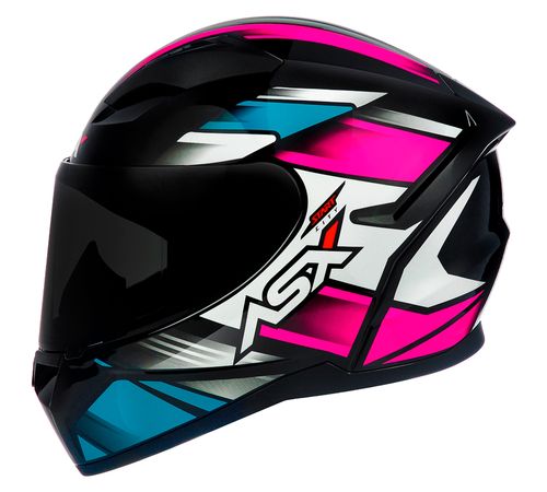 Capacete ASX City Start Preto Turquesa Rosa