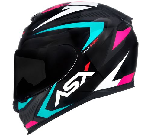Capacete ASX Eagle Street Preto Tiffany Rosa