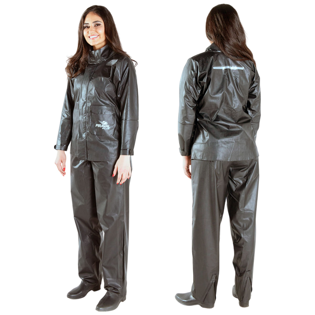 Capa Chuva PVC Plus Feminino Preto - Piraval