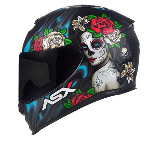 Capacete ASX Eagle Catrina Fosco Preto Azul Vermelho