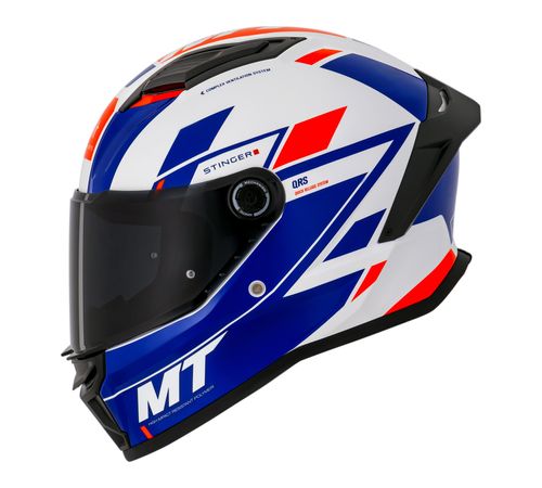 Capacete MT Stinger 2 Zivze E7 Branco Azul