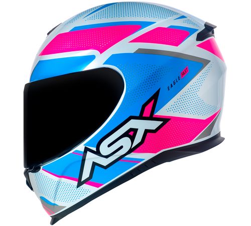 Capacete ASX Eagle Fast Branco Rosa Azul