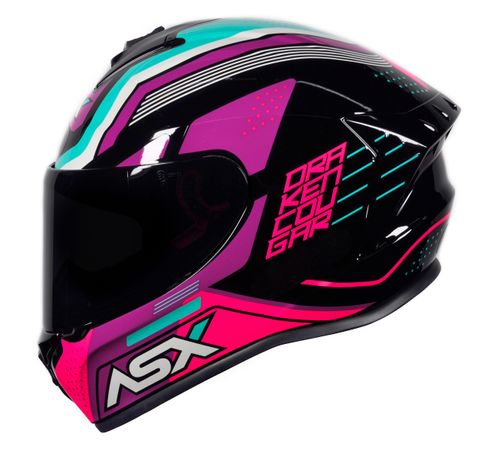 Capacete ASX Draken Cougar Preto Pink Tiffany