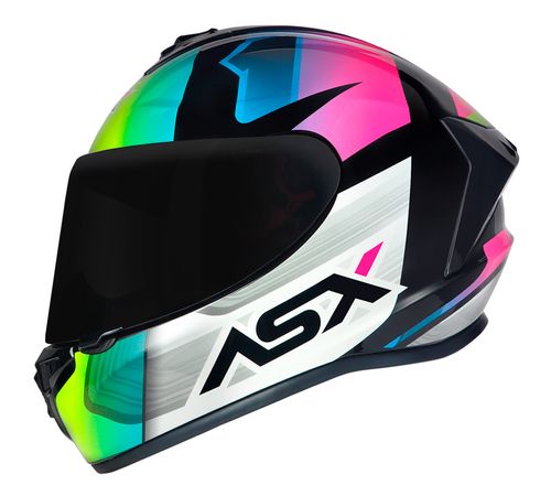 Capacete ASX Draken Striker Preto Amarelo Rosa