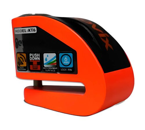 Trava Disco Com Alarme KT6-FO Laranja - Kovix