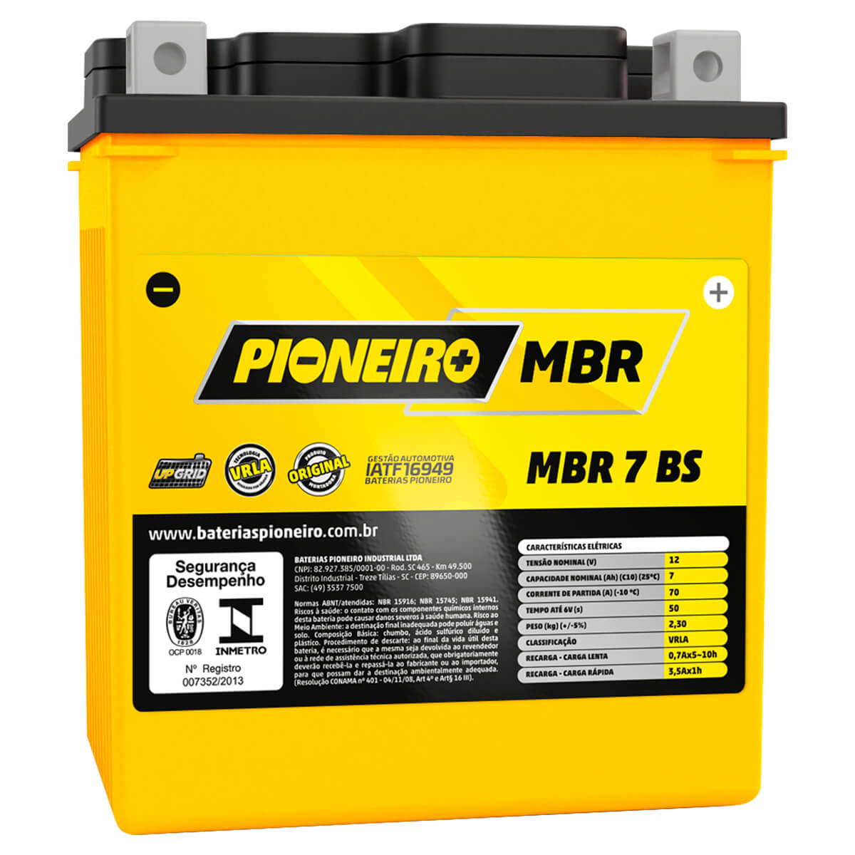 Bateria Pioneiro YTX7L-BS MBR 7-BS Cb 300 500 Xre 300 Falcon 400 XT 600