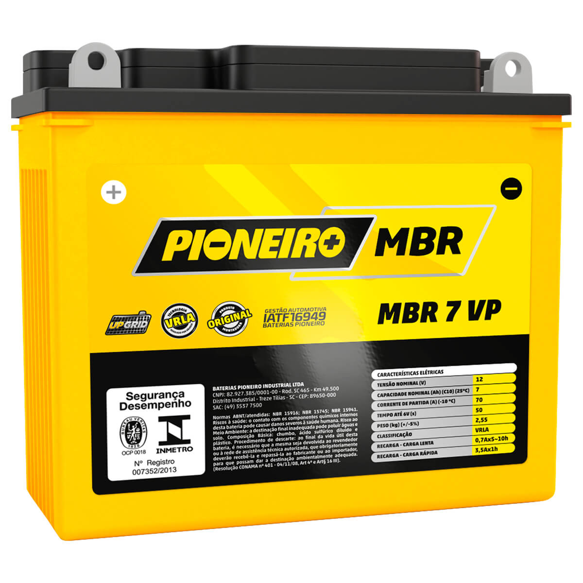 Bateria Pioneiro YB7B-B MBR 7-VP Cbx 150 200 Nx 150 200 Neo 115