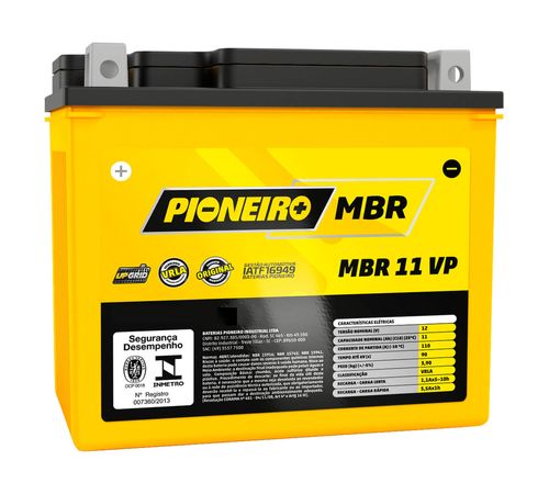 Bateria Pioneiro YTX12-BS MBR 11-VP F850GS Cb 1000 Ninja 650 Tdm 850