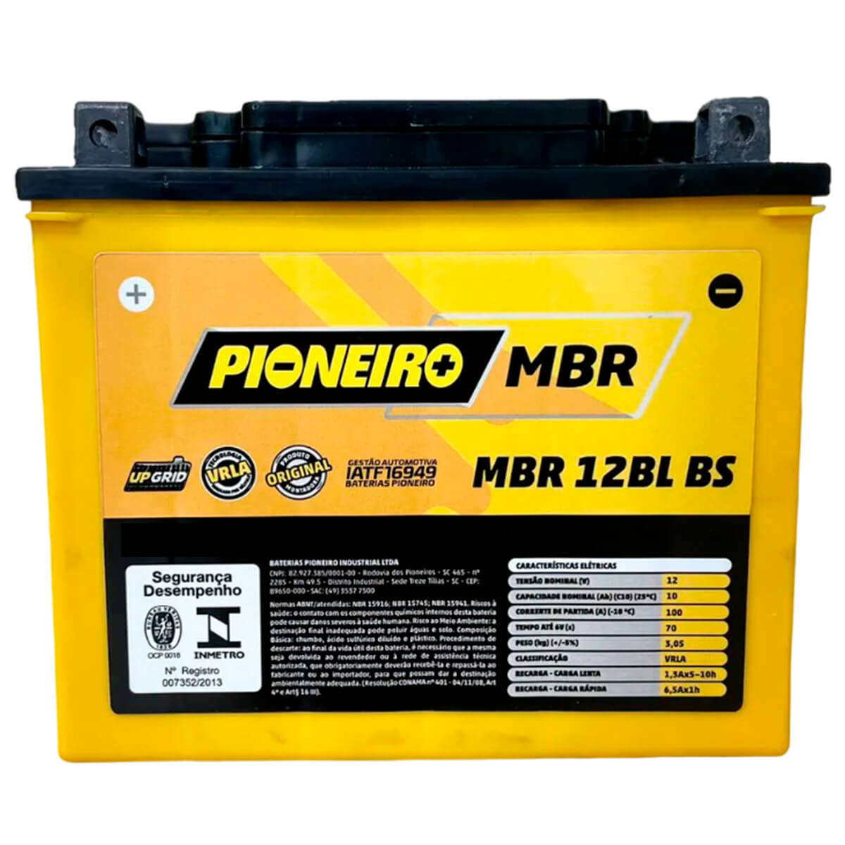 Bateria Pioneiro YTX12B-BS MBR 12BL-BS Fazer 600 XJ6 Cbr 1100 VT 1100
