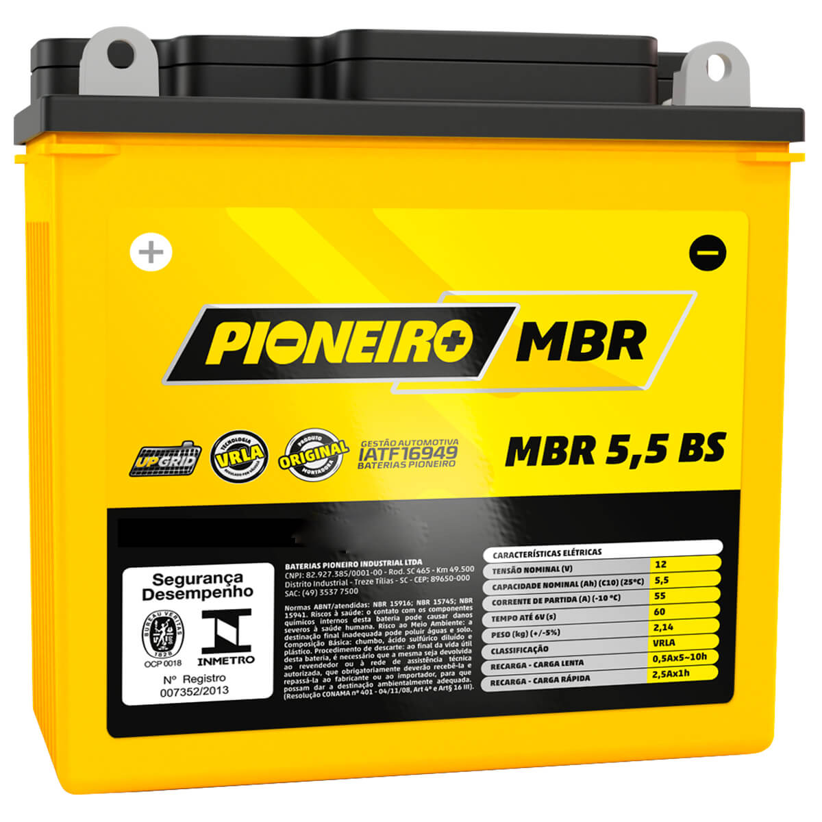 Bateria Pioneiro Y12N5.5-3B MBR 5,5-BS Cg 125 Titan 150 Yes 125 Ybr 125