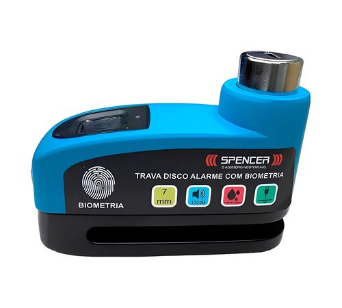 Trava Disco Com Alarme E Biometria Digital Azul - Spencer