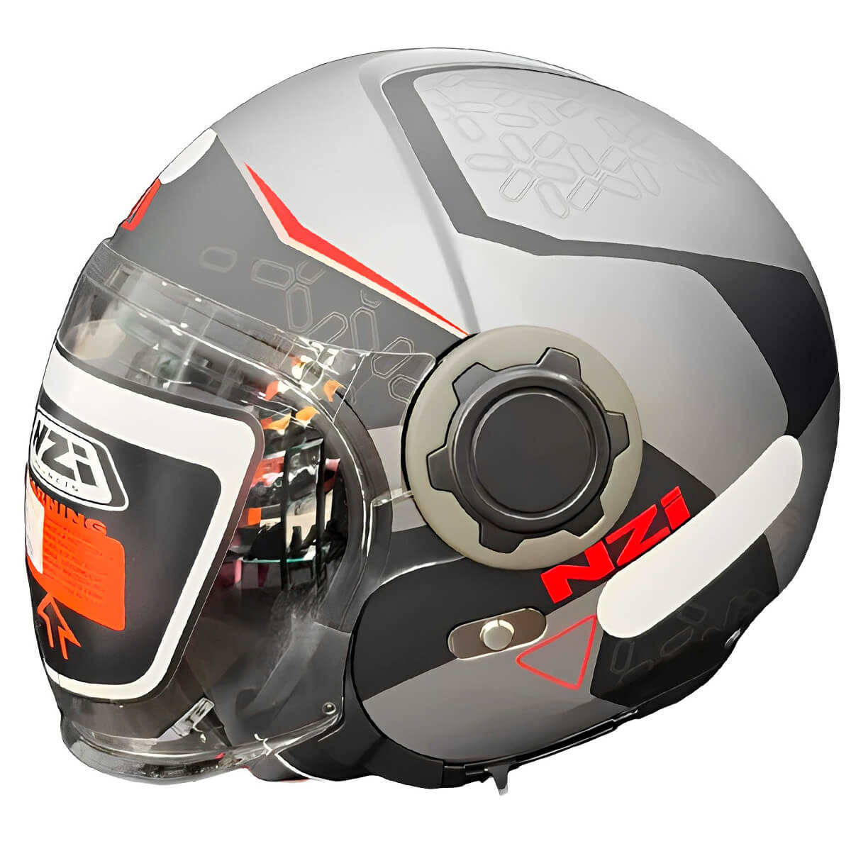 Capacete Aberto NZI Ringway Duo Xtrainer Cinza Vermelho Fosco