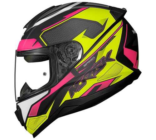 Capacete Fechado Norisk Razor Speedmax Fosco Preto Amarelo Rosa